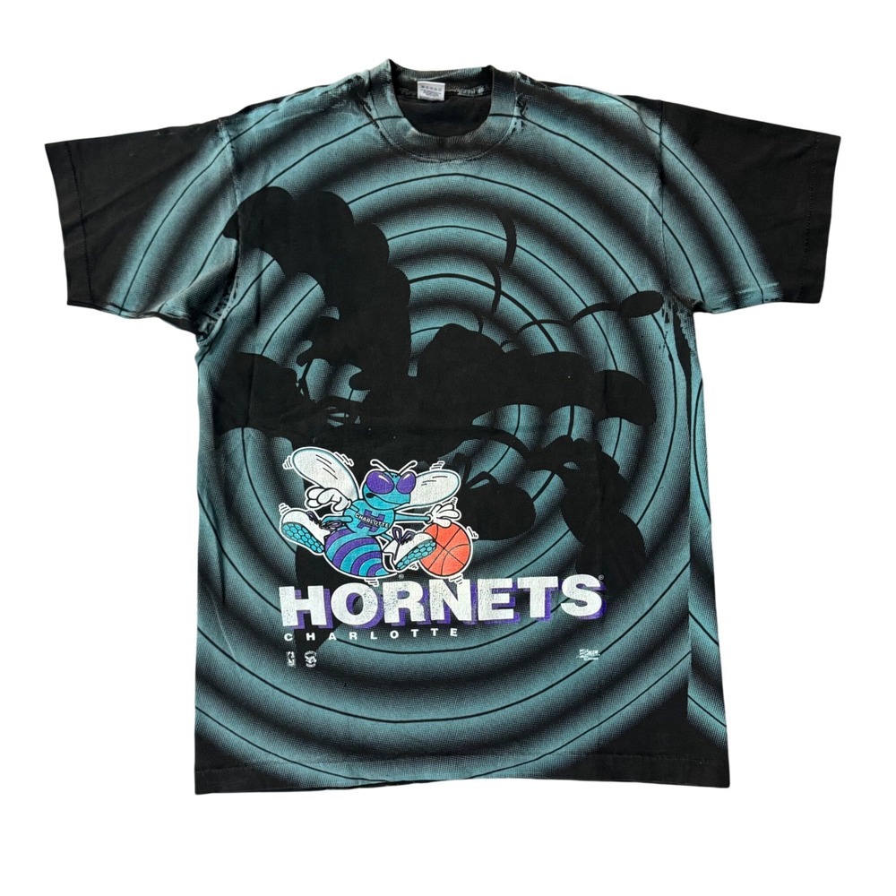 Vintage Charlotte Hornets AOP Shadow T-Shirt Tee NBA Basketball Salem XL